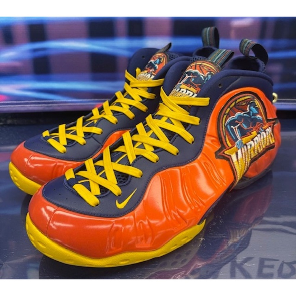 Custom Foamposites 5 of 68 pairs Navy Blue Orange Warriors Mens sneakers size 14